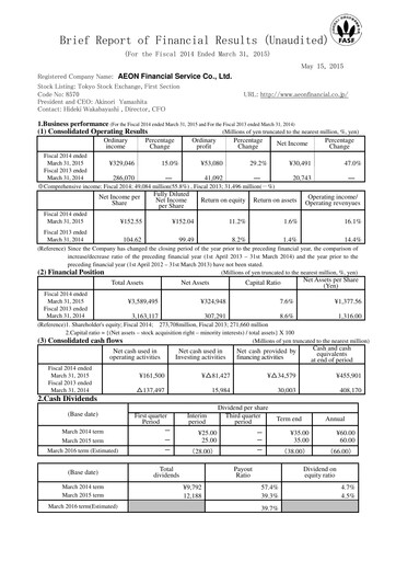Thumbnail AEON Financial Service Financial Report fy2014