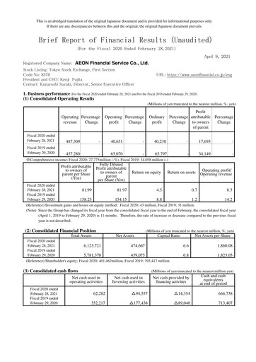 Thumbnail AEON Financial Service Financial Report fy2020