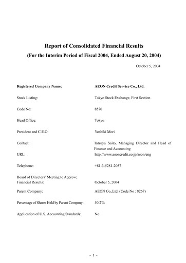 Thumbnail AEON Financial Service Half-year Report fy2004-h1