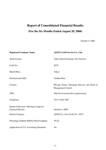 Thumbnail AEON Financial Service Half-year Report fy2006-h1