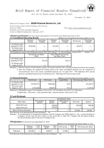 Thumbnail AEON Financial Service Half-year Report fy2013-h1