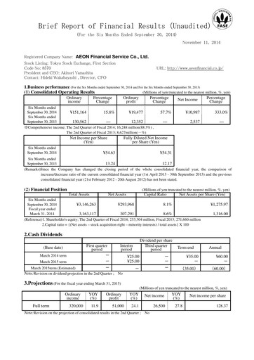 Thumbnail AEON Financial Service Half-year Report fy2014-h1