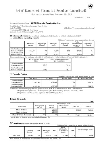 Thumbnail AEON Financial Service Half-year Report fy2018-h1