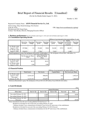 Thumbnail AEON Financial Service Half-year Report fy2021-h1