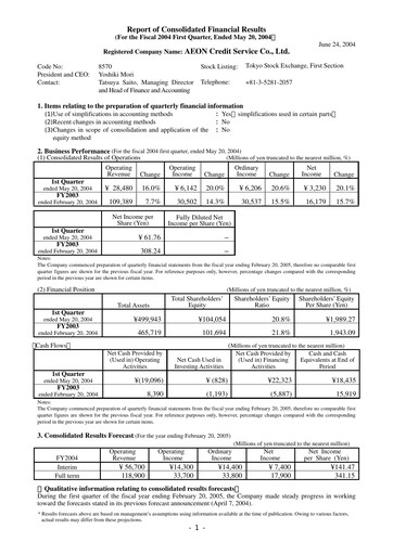 Thumbnail AEON Financial Service Quarterly Report fy2004-q1