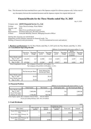 Thumbnail AEON Financial Service Quarterly Report fy2025-q1