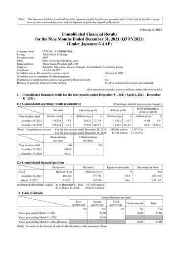 Thumbnail Fuji Oil Holdings Quarterly Report 2021-q3