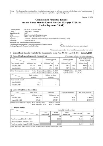 Thumbnail Fuji Oil Holdings Quarterly Report 2024-q1