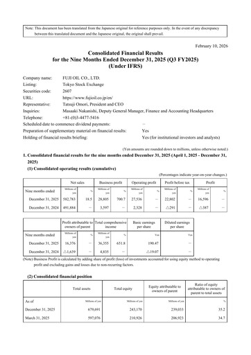 Thumbnail Fuji Oil Holdings Quarterly Report 2025-q3
