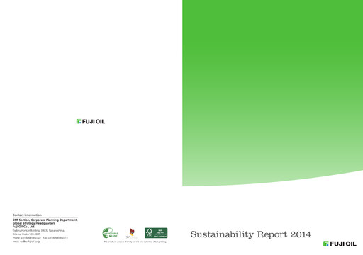 Thumbnail Fuji Oil Holdings Sustainability Report 2014