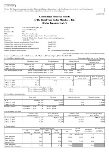 Thumbnail Nankai Electric Railway Financial Statement fy2023