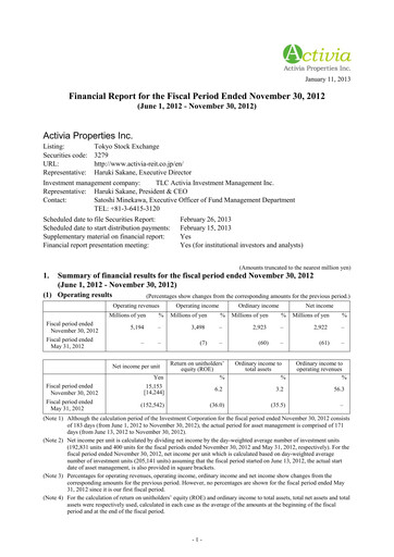 Vorschaubild Activia Properties Finanzbericht 2012