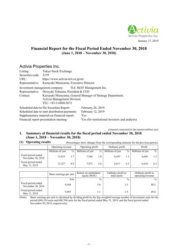 Vorschaubild Activia Properties Finanzbericht 2018