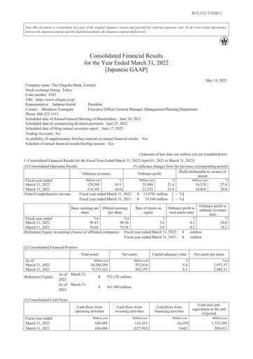 Thumbnail Chugin Financial Group Financial Statement fy2021