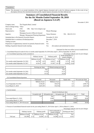 Thumbnail Chugin Financial Group Half-year Report 2018-h1