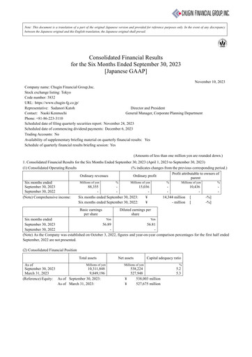 Thumbnail Chugin Financial Group Half-year Report 2023-h1