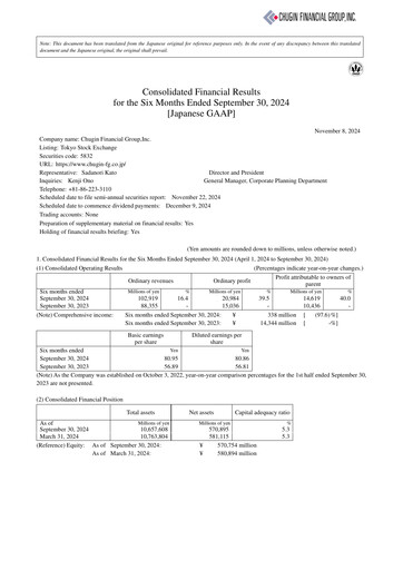 Thumbnail Chugin Financial Group Half-year Report 2024-h1