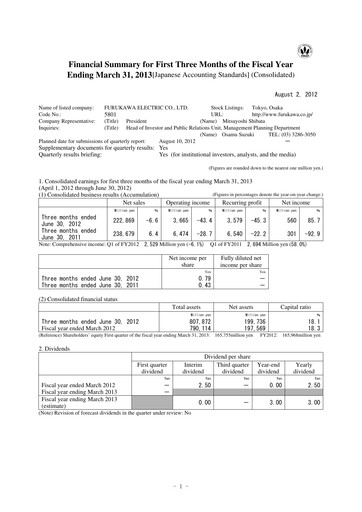Miniature Furukawa Electric Rapport trimestriel 2013-q1