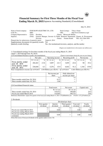 Miniature Furukawa Electric Rapport trimestriel 2014-q1