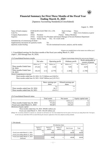 Thumbnail Furukawa Electric Quarterly Report 2025-q1