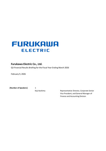 Miniature Furukawa Electric Rapport trimestriel 2025-q3
