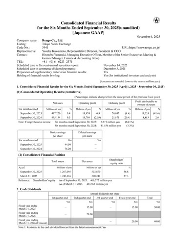 Miniature Rengo Co., Ltd. Rapport semestriel 2026-h1