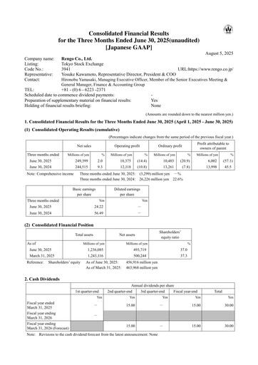 Miniature Rengo Co., Ltd. Rapport trimestriel 2026-q1