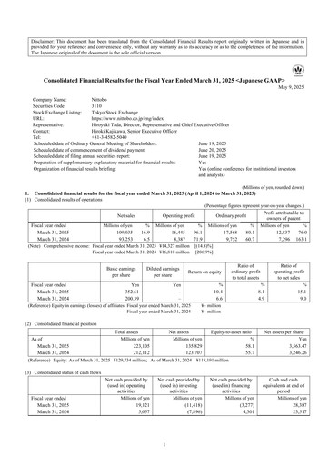Miniature Nitto Boseki Bilan financier fy2025