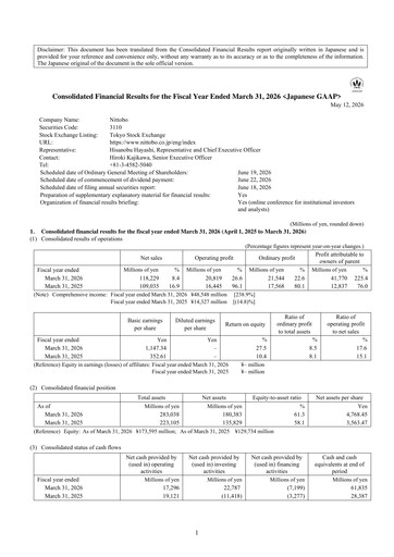 Miniature Nitto Boseki Bilan financier fy2026