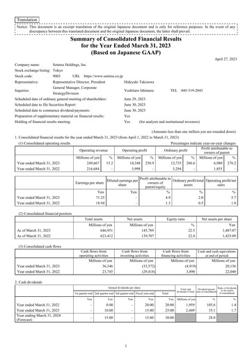 Thumbnail Sotetsu Holdings Financial Statement fy2023