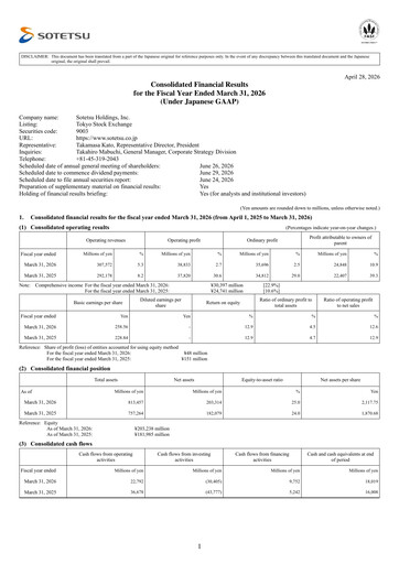 Thumbnail Sotetsu Holdings Financial Statement fy2026