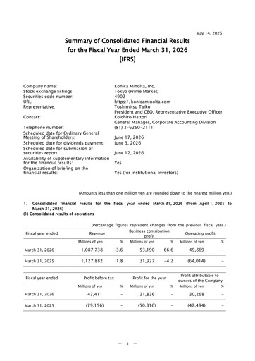 Thumbnail Konica Minolta Financial Report 2025-2026