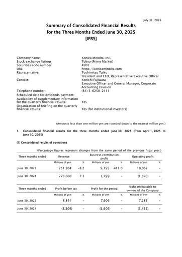 Thumbnail Konica Minolta Quarterly Report 2025-q1
