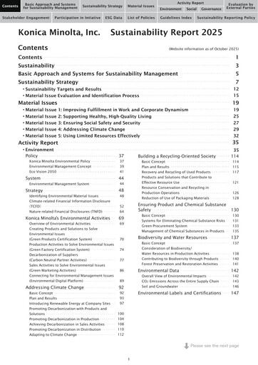 Thumbnail Konica Minolta Sustainability Report 2024-2025