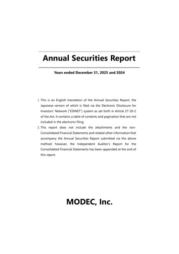 Vorschaubild MODEC, Inc. Jahresbericht 2025