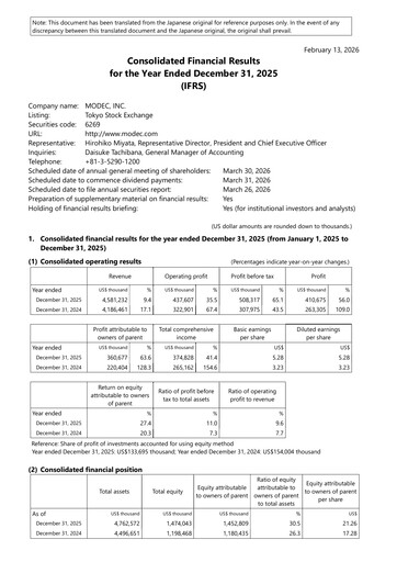 Vorschaubild MODEC, Inc. Finanzbericht 2025