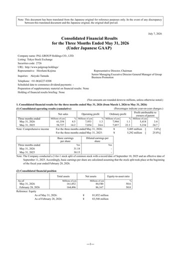 Thumbnail PAL GROUP Holdings Quarterly Report 2026-q1
