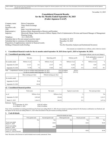 Thumbnail Heiwa Corporation Half-year Report 2025-h1