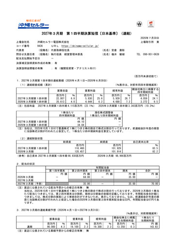 Vorschaubild Okinawa Cellular Telephone Company Quartalsbericht 2027-q1