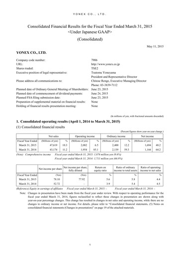 Thumbnail YONEX Co., Ltd. Financial Statement 2015