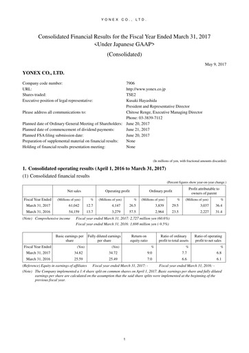 Thumbnail YONEX Co., Ltd. Financial Statement 2017