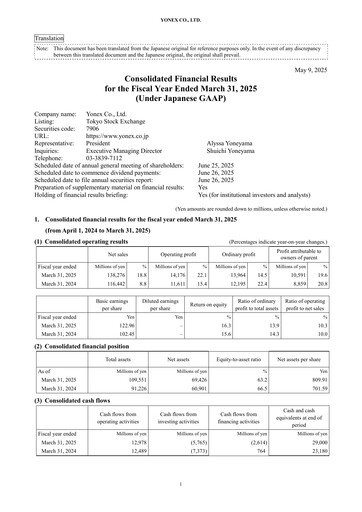 Thumbnail YONEX Co., Ltd. Financial Statement 2025