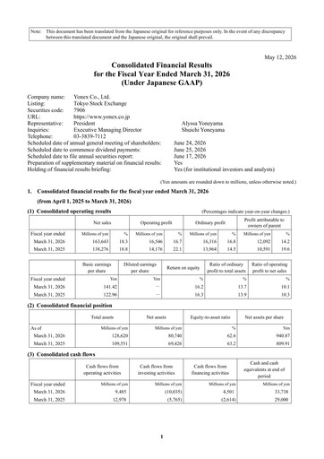 Thumbnail YONEX Co., Ltd. Financial Statement 2026