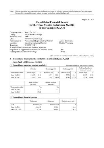 Thumbnail YONEX Co., Ltd. Quarterly Report 2025-q1