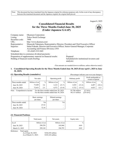 Vorschaubild Okamura Corporation Quartalsbericht 2026-q1