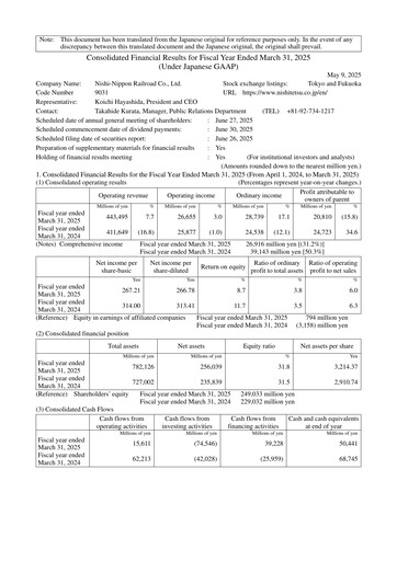Thumbnail Nishi-Nippon Railroad Financial Statement fy2025