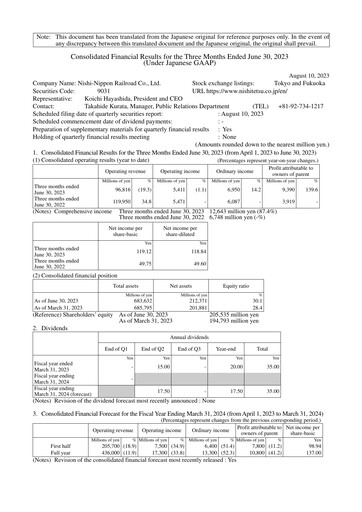 Thumbnail Nishi-Nippon Railroad Quarterly Report 2023-q1