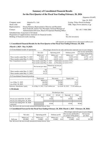 Miniature Adastria Rapport trimestriel fy2026-q1