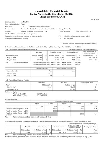 Thumbnail Mani, Inc. Quarterly Report 2025-q3