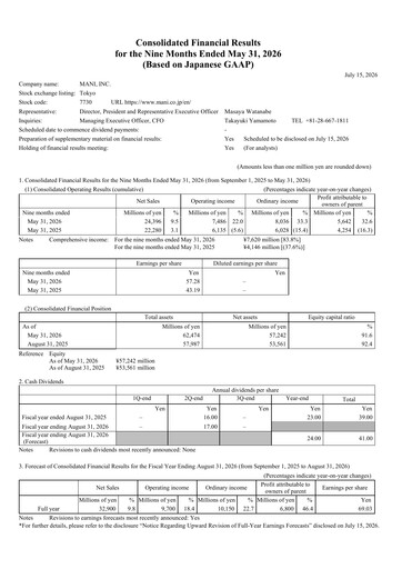 Thumbnail Mani, Inc. Quarterly Report 2026-q3